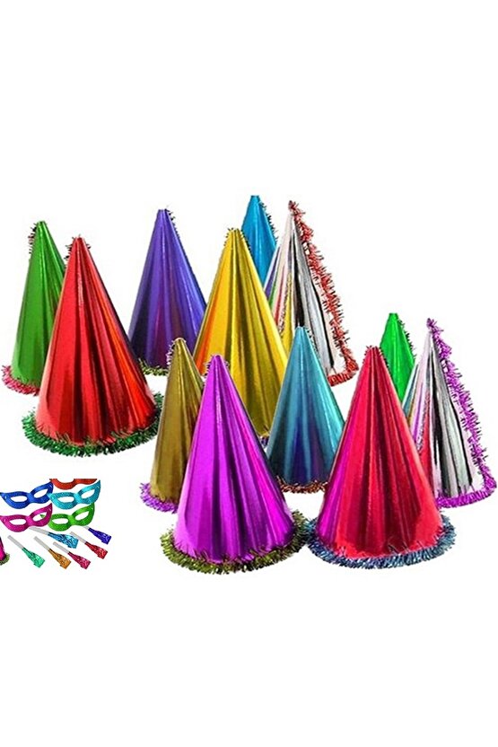 98 ADET FULL SET KATYON SET YILBAŞI PARTİ SETİ PARTİ ŞAPKASI PARTİ DÜDÜĞÜ PARTİ MASKESİ RENKLİ MODEL