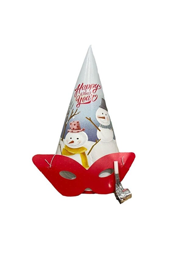 Yılbaşı Temalı Şapka Katyon Set 5 Li ( Yılbaşı Temalı Şapka-gözlük-uzayan Düdük )