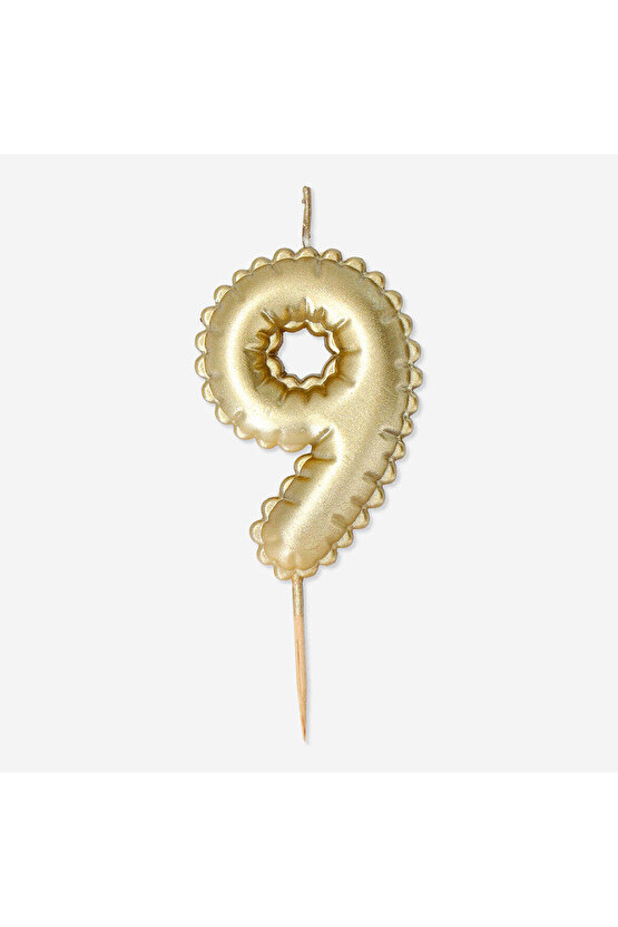 9 Numaralı Altın Rengi Pasta Mumu