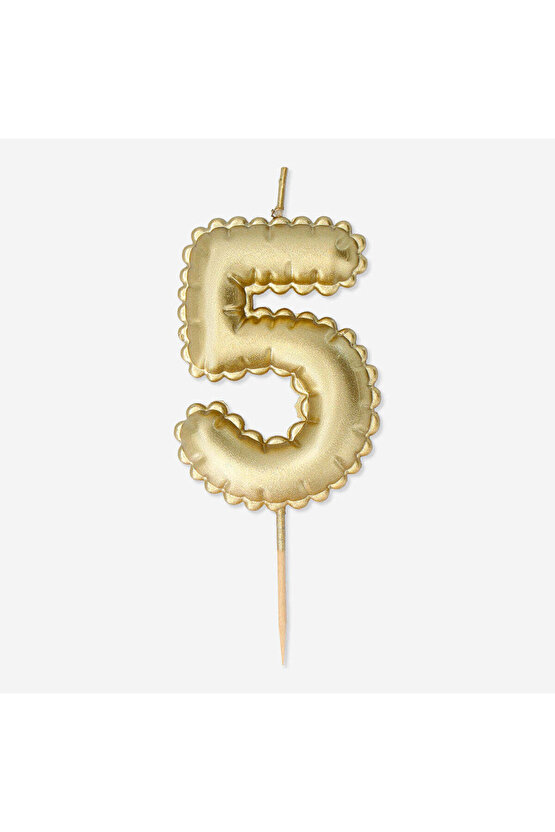 5 Numaralı Altın Rengi Pasta Mumu