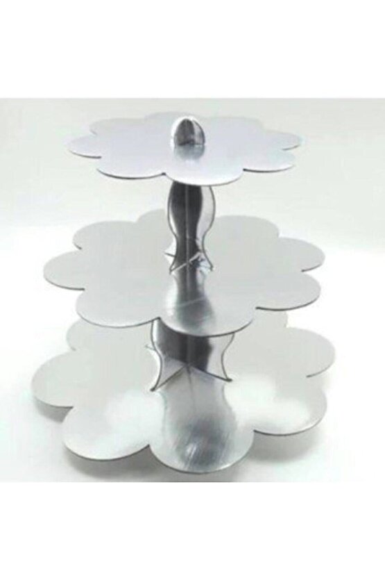 Gümüş Cup Kek Stantı 3 Katlı