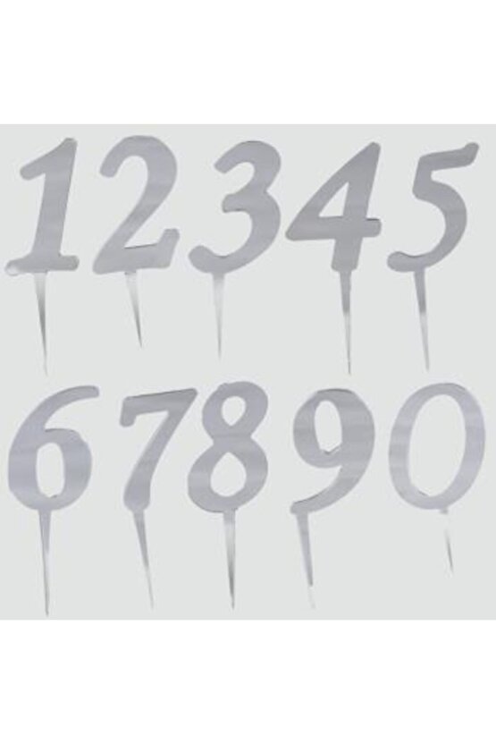 Gümüş Renkli Rakam Pasta Ve Kek Pleksi
