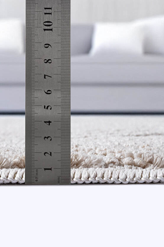 Yalın Modern Dokuma Halı Kaymaz Tabanlı Yıkanabilir Salon ve Oturma Odası Halısı 5577 Krem