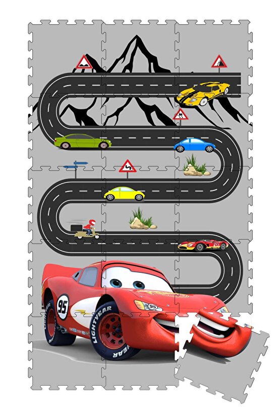 Şimşek Mcqueen Desenli Puzzle Halı Oyun Halısı Çocuk Oyun Matı Yıkanabilir oyun halısı Yapboz Halı