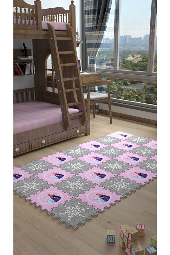 Elsa Anna Frozen Desenli Kız Çocuk Odası Sı Thc2 | Yapboz Halı | Puzzle Halı