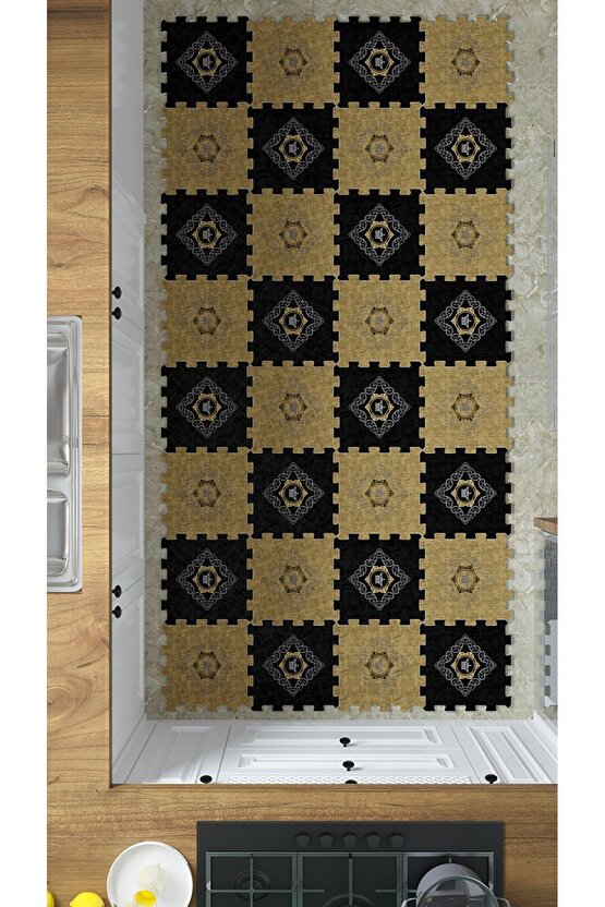 Su Geçirmez Yıkanabilir Mutfak Halısı Thm25 | Yapboz Halı | Puzzle Halı