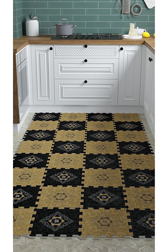 Su Geçirmez Yıkanabilir Mutfak Halısı Thm25 | Yapboz Halı | Puzzle Halı