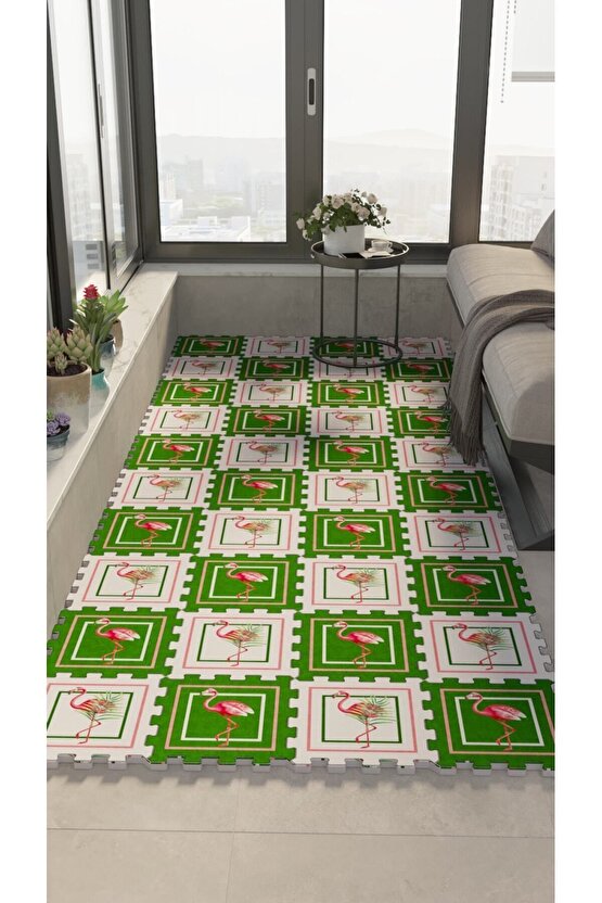 Yumuşak Yıkanabilir Leylek Baskılı Halı Thb10 | Yapboz Halı | Puzzle Halı