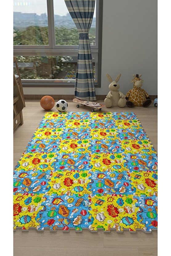 Renkli Yazılı Dekoratif Çocuk Odası Sı Thc16 | Yapboz Halı | Puzzle Halı