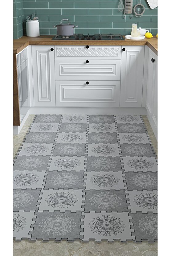 Suya Dayanıklı Dekoratif Mutfak Halısı Thm12 | Yapboz Halı | Puzzle Halı