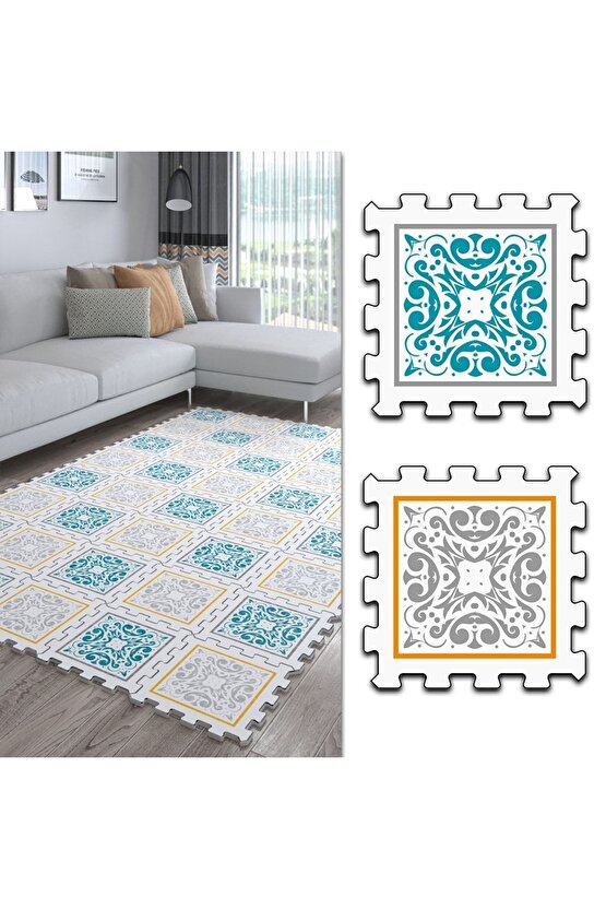 Desenli Dekoratif Yumuşak Salon Halısı Ths14 | Yapboz Halı | Puzzle Halı