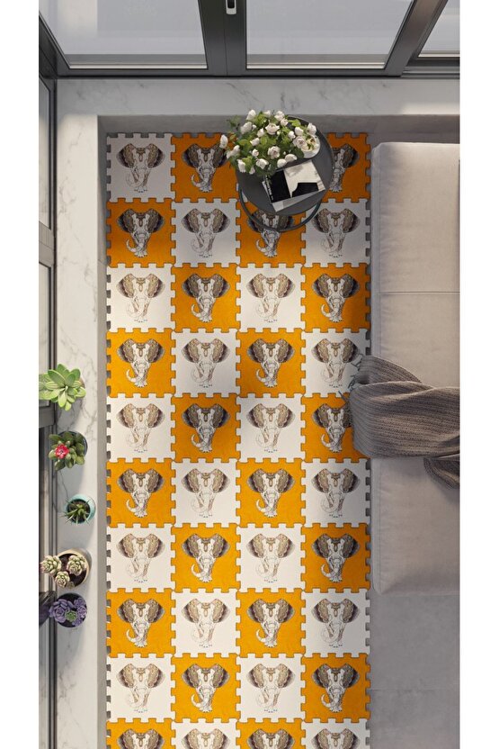 Hayvan Desenli Su Geçirmez Balkon Halısı Thb23 | Yapboz Halı | Puzzle Halı