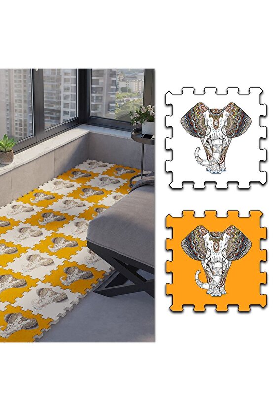 Hayvan Desenli Su Geçirmez Balkon Halısı Thb23 | Yapboz Halı | Puzzle Halı