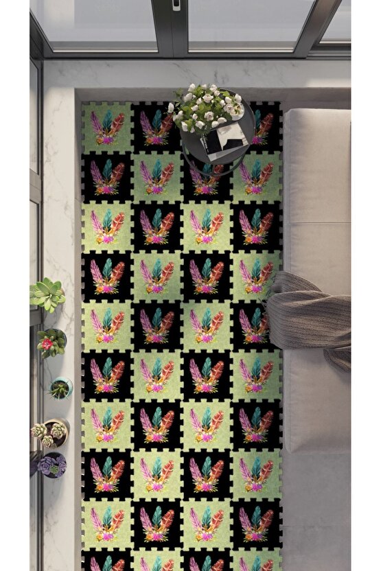 Renkli Baskılı Yumuşak Cam Balkon Halısı Thb24 | Yapboz Halı | Puzzle Halı