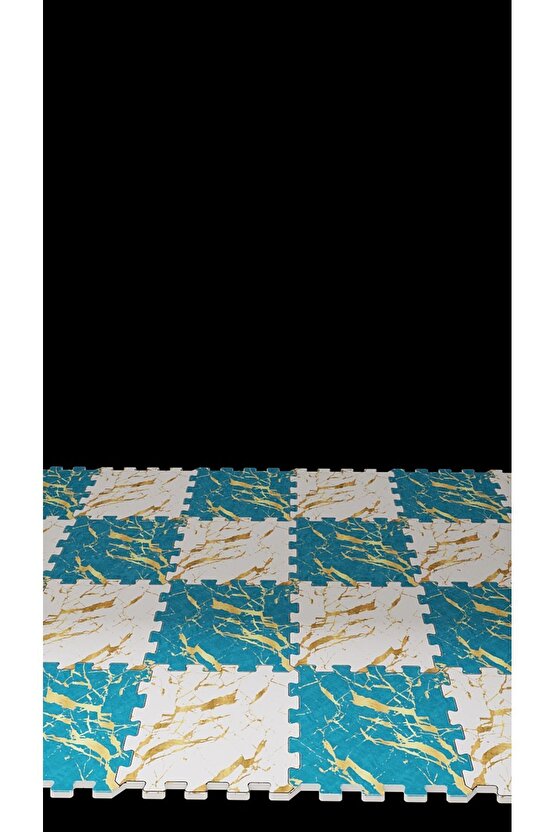 Mavi Beyaz Mermer Desenli Mutfak Halısı Thm27 | Yapboz Halı | Puzzle Halı