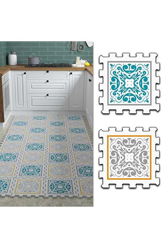 Makinede Yıkanabilir Model Mutfak Halısı Thm14 | Yapboz Halı | Puzzle Halı