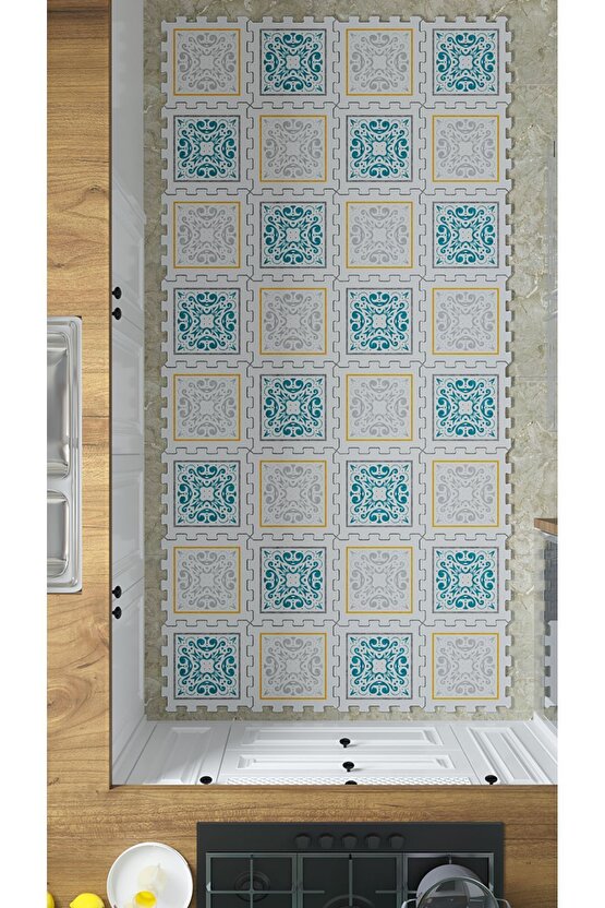 Makinede Yıkanabilir Model Mutfak Halısı Thm14 | Yapboz Halı | Puzzle Halı