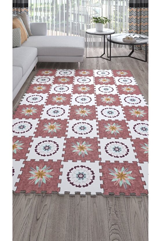 Renkli Dekoratif Yumuşak Salon Halısı Ths19 | Yapboz Halı | Puzzle Halı