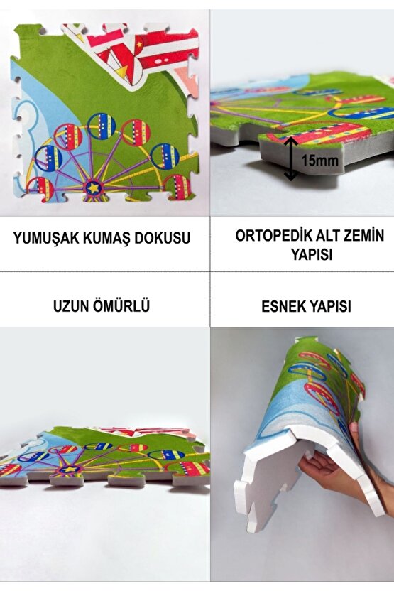 Uzay Desenli Oyun Halısı Çocuk Oyun Matı Yıkanabilir oyun halısı Puzzle Halı Yapboz Halı