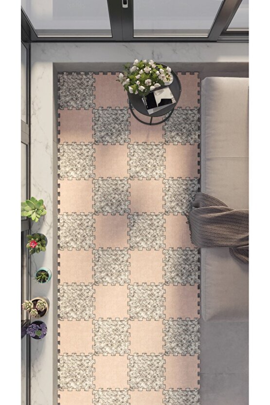 Yıkanabilir Küçük Kare Balkon Halısı Thb34 | Yapboz Halı | Puzzle Halı