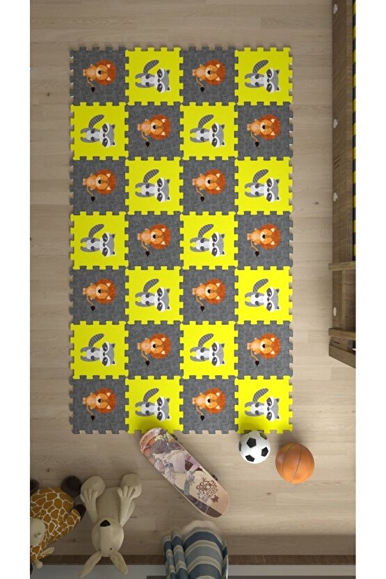 Hayvanlı Renkli Bebek Çocuk Odası Sı Thc1 | Yapboz Halı | Puzzle Halı