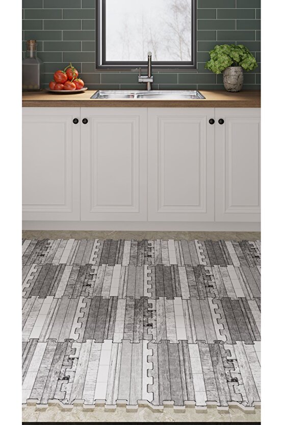 Desenli Yıkanabilir Mutfak Halısı Thm18c | Yapboz Halı | Puzzle Halı