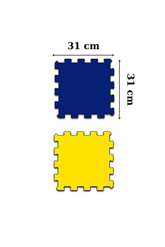 Sarı Lacivert Dekoratif Yıkanabilir Salon Halısı Ths31 | Yapboz Halı | Puzzle Halı