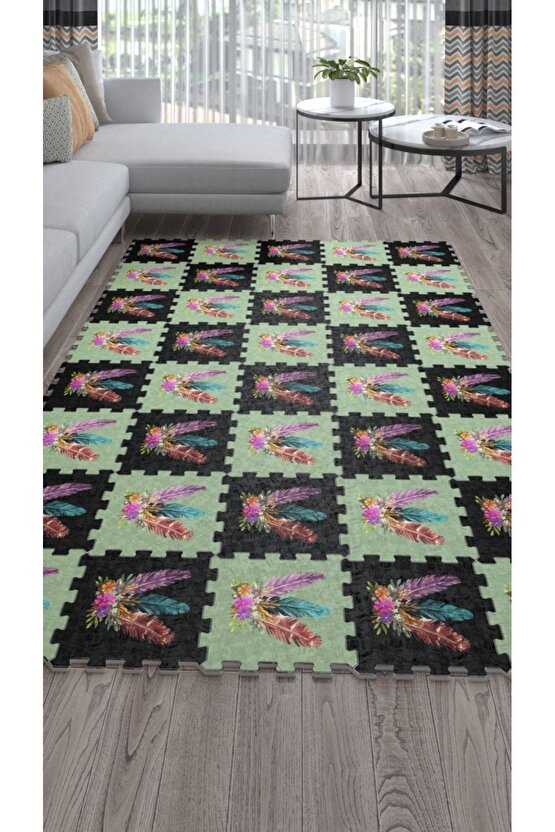 Dekoratif Baskılı Yıkanabilir Salon Halısı Ths24 | Yapboz Halı | Puzzle Halı