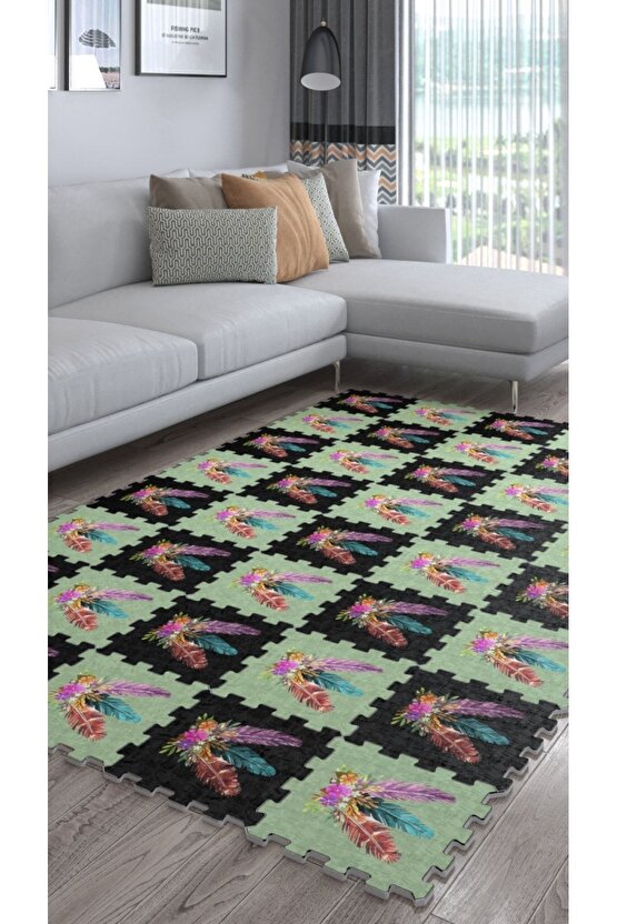 Dekoratif Baskılı Yıkanabilir Salon Halısı Ths24 | Yapboz Halı | Puzzle Halı