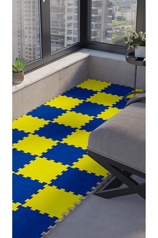 Renkli Cam Balkon Büyük Küçük Balkon Halısı Thb38 | Yapboz Halı | Puzzle Halı