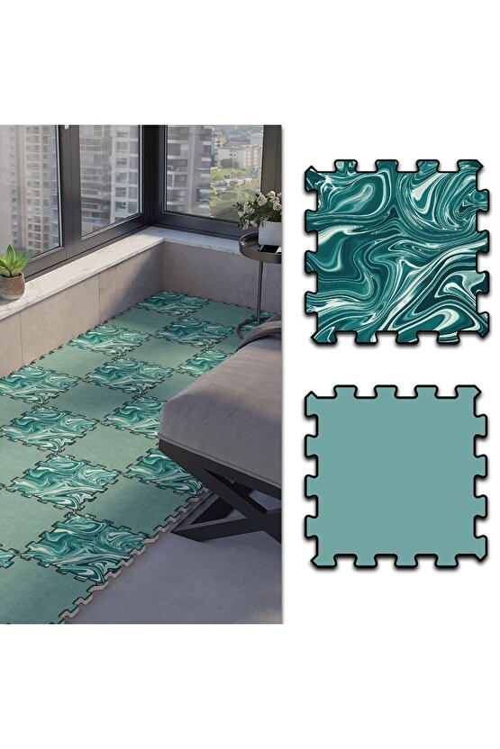 Renkli Dekoratif Balkon Zemin Kaplama Halısı Thb29 | Yapboz Halı | Puzzle Halı