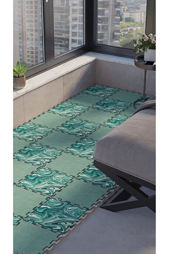 Renkli Dekoratif Balkon Zemin Kaplama Halısı Thb29 | Yapboz Halı | Puzzle Halı