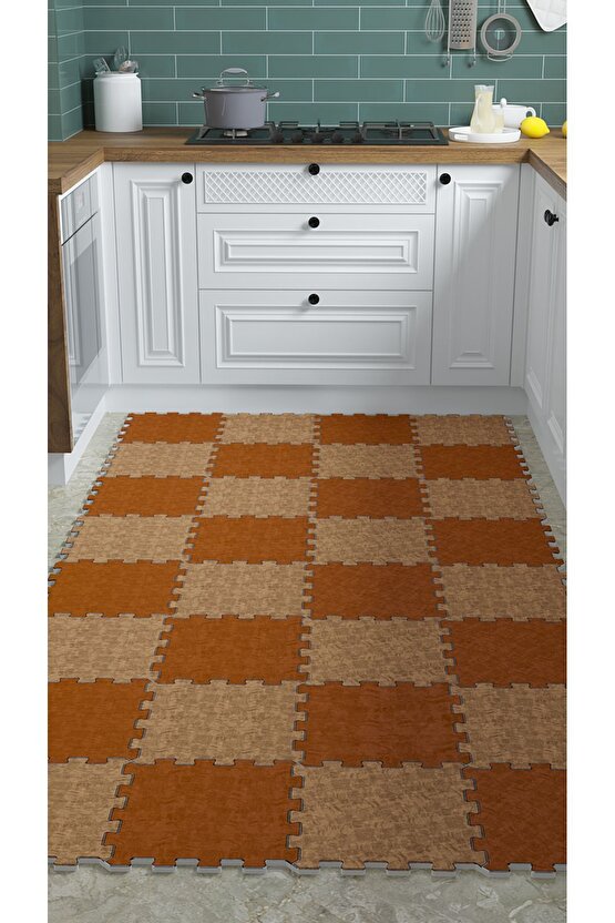Desenli Yıkanabilir Yumuşak Mutfak Halısı Thm37 | Yapboz Halı | Puzzle Halı