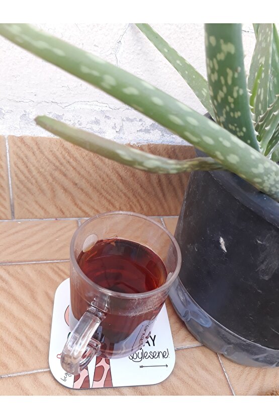 10x10 Cm Damla Kaplamalı Metal Bardak Altı Seti 4lü