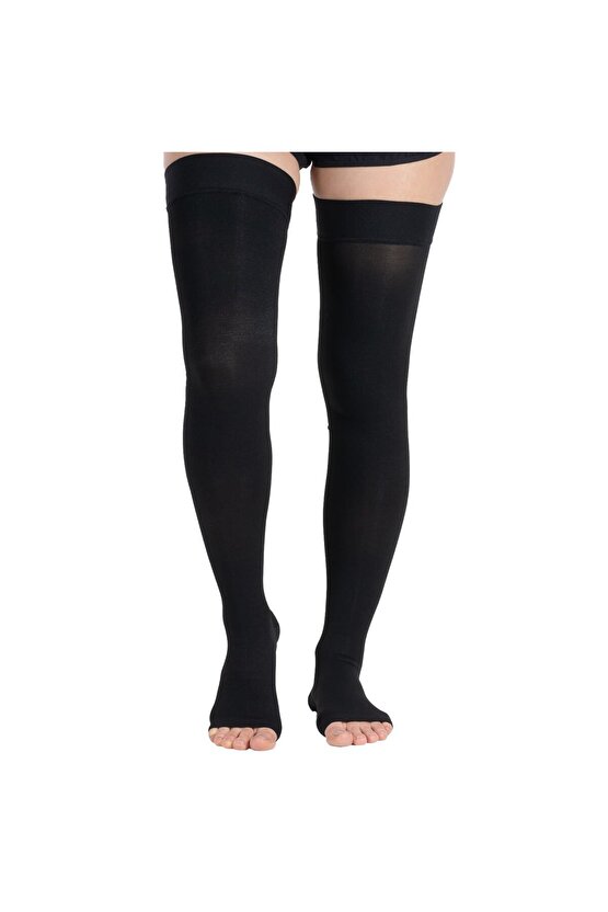 Ccl2 Diz Üstü Burnu Açık Çorabı (Siyah) NUMARA 6