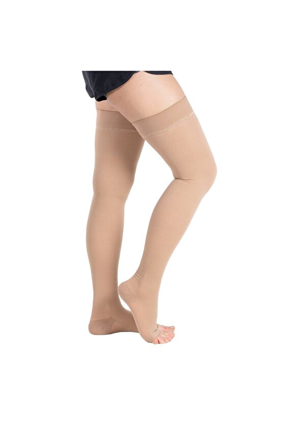 Ccl2 Diz Üstü Burnu Açık Çorabı (Bej) NUMARA 3