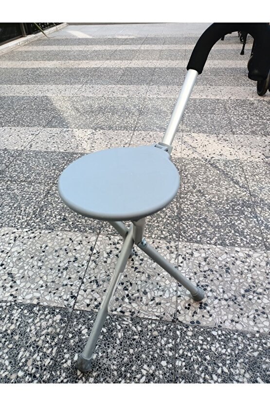 1 Oturaklı Baston, Katlanabilir, Alüminyum, Uzunluk Ayarlı Alüminyum