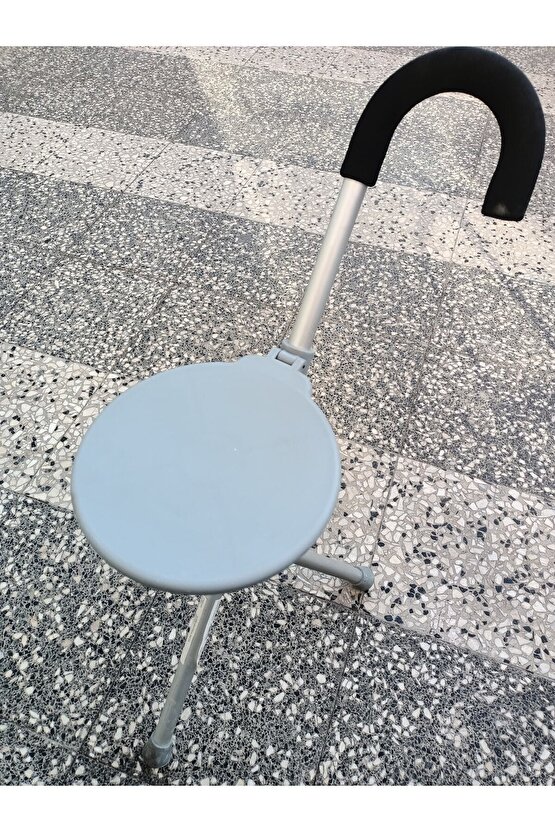 1 Oturaklı Baston, Katlanabilir, Alüminyum, Uzunluk Ayarlı Alüminyum