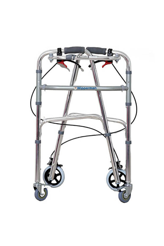 Frenli 4 Tekerli Hasta Alüminyum Tekerlekli Walker Yürüteci Hasta Yürüteçi