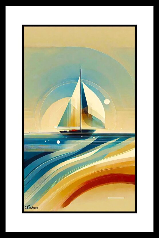 Yelkenli ve Deniz Digital Art ( ÇERÇEVESİZ - ÇERÇEVE YOKTUR ) ( ULTRA HD ) FOLYO AFİŞ - POSTER