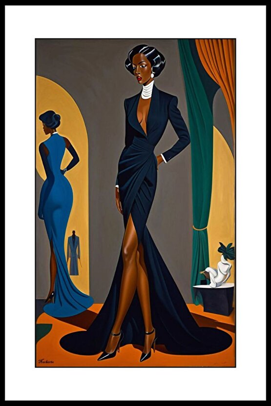 Podyumdaki Kadın Digital Art ( ÇERÇEVESİZ - ÇERÇEVE YOKTUR ) ( ULTRA HD ) FOLYO AFİŞ - POSTER