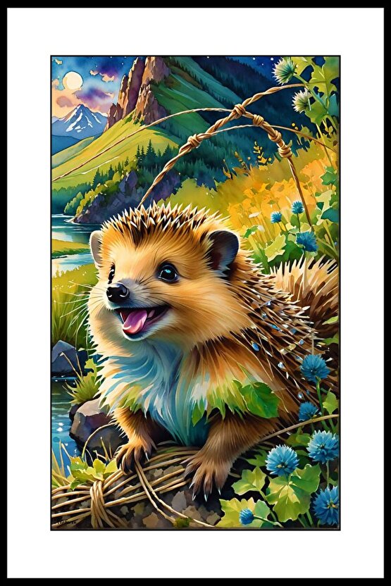 Sevimli Kirpi Digital Art ( ÇERÇEVESİZ - ÇERÇEVE YOKTUR ) ( ULTRA HD ) FOLYO AFİŞ - POSTER