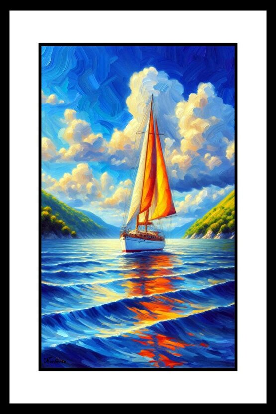 Rüzgarda Yat Teknesi Digital Art ( ÇERÇEVESİZ - ÇERÇEVE YOKTUR ) ( ULTRA HD ) FOLYO AFİŞ - POSTER