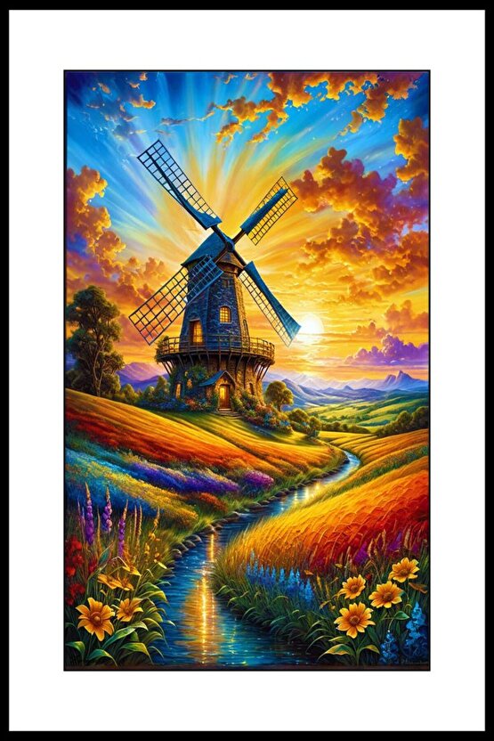 Ormanda Yeldeğirmeni Digital Art ( ÇERÇEVESİZ - ÇERÇEVE YOKTUR ) ( ULTRA HD ) FOLYO AFİŞ - POSTER