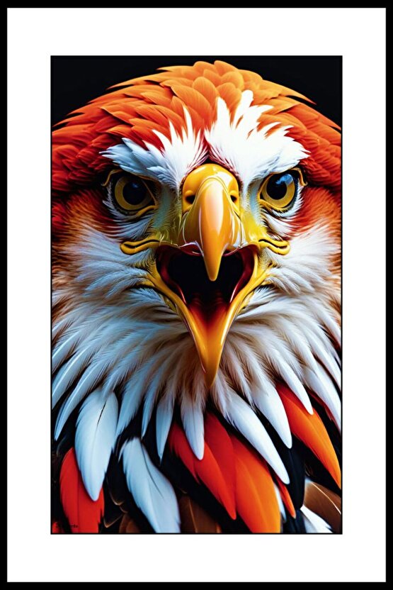 Sarı Gözlü Kartal Digital Art ( ÇERÇEVESİZ - ÇERÇEVE YOKTUR ) ( ULTRA HD ) FOLYO AFİŞ - POSTER