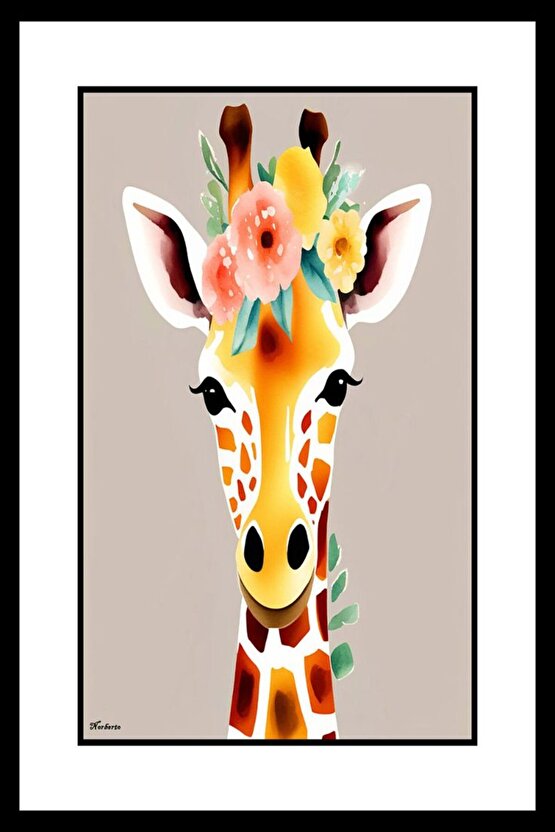 Büyük Zürafa Digital Art ( ÇERÇEVESİZ - ÇERÇEVE YOKTUR ) ( ULTRA HD ) FOLYO AFİŞ - POSTER