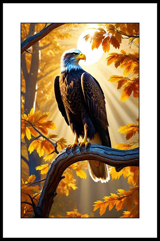 Daldaki Kartal Digital Art ( ÇERÇEVESİZ - ÇERÇEVE YOKTUR ) ( ULTRA HD ) FOLYO AFİŞ - POSTER