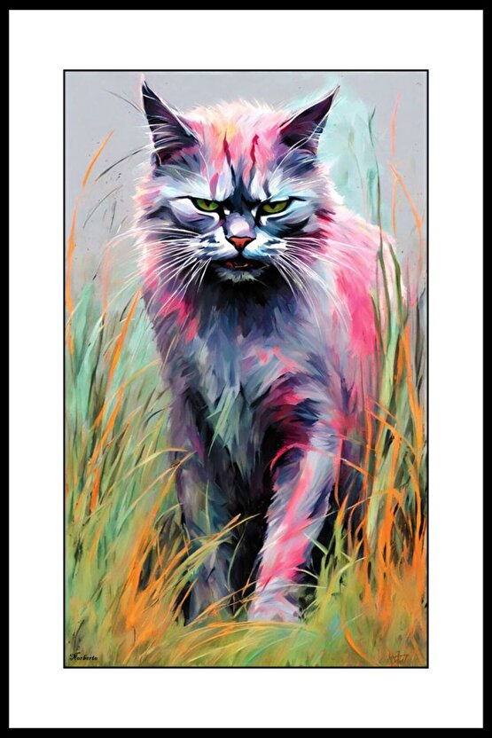 Avlanan Kedi Digital Art ( ÇERÇEVESİZ - ÇERÇEVE YOKTUR ) ( ULTRA HD ) FOLYO AFİŞ - POSTER