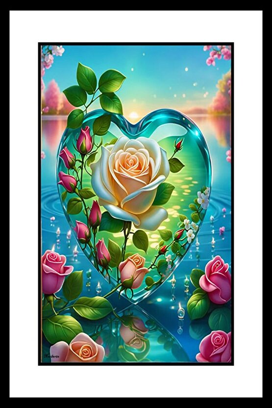 Aşk ve Güller Digital Art ( ÇERÇEVESİZ - ÇERÇEVE YOKTUR ) ( ULTRA HD ) FOLYO AFİŞ - POSTER