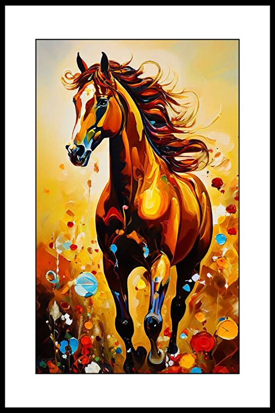 Koşan Genç At Digital Art ( ÇERÇEVESİZ - ÇERÇEVE YOKTUR ) ( ULTRA HD ) FOLYO AFİŞ - POSTER